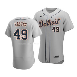Camiseta Beisbol Hombre Detroit Tigers Willi Castro Autentico Road Gris
