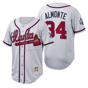 Camiseta Beisbol Hombre Atlanta Braves Abraham Almonte Cooperstown Collection Autentico Blanco