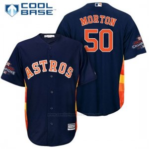 Camiseta Beisbol Hombre Houston Astros 2017 World Series Campeones Charlie Morton Azul Cool Base