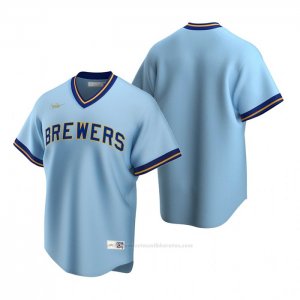 Camiseta Beisbol Hombre Milwaukee Brewers Powder Cooperstown Collection Road Azul