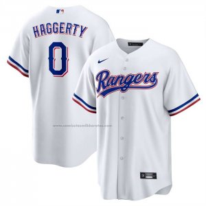 Camiseta Beisbol Hombre Texas Rangers Sam Haggerty Primera Replica Blanco