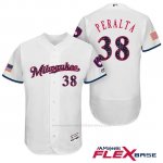 Camiseta Beisbol Hombre Milwaukee Brewers 2017 Estrellas y Rayas Wily Peralta Blanco Flex Base