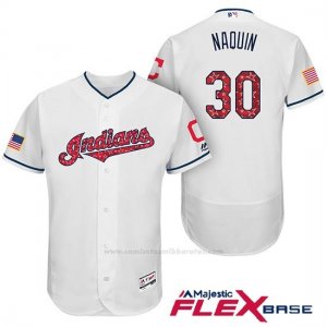 Camiseta Beisbol Hombre Cleveland Indians 2017 Estrellas y Rayas Tyler Naquin Blanco Flex Base