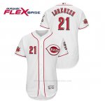 Camiseta Beisbol Hombre Cincinnati Reds Michael Lorenzen 150th Aniversario Patch Flex Base Blanco