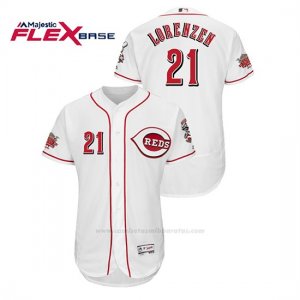 Camiseta Beisbol Hombre Cincinnati Reds Michael Lorenzen 150th Aniversario Patch Flex Base Blanco