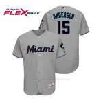 Camiseta Beisbol Hombre Miami Marlins Brian Anderson Flex Base Autentico Collection Road 2019 Gris
