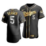 Camiseta Beisbol Hombre Los Angeles Dodgers Corey Seager Black 2020 World Series Champions Golden Limited Authentic