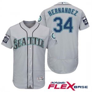 Camiseta Beisbol Hombre Seattle Mariners 34 Felix Hernandez Gris 2017 Flex Base