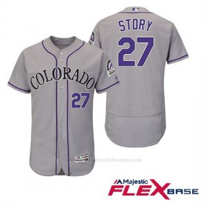 Camiseta Beisbol Hombre Colorado Rockies Colorado Rockie 27 Trevor Story 27 Gris Flex Base