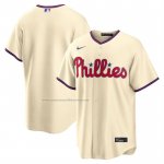 Camiseta Beisbol Hombre Philadelphia Phillies Alterno Replica Crema1