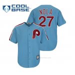 Camiseta Beisbol Hombre Philadelphia Phillies Aaron Nola Cool Base Cooperstown Collezione Azul