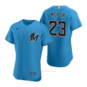 Camiseta Beisbol Hombre Miami Marlins Max Meyer Autentico Alterno Azul