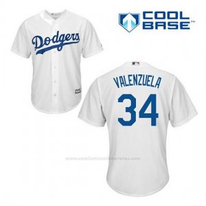 Camiseta Beisbol Hombre Los Angeles Dodgers Fernando Valenzuela 34 Blanco 1ª Cool Base