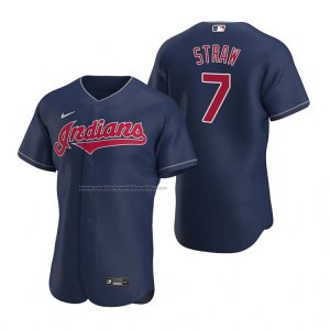 Camiseta Beisbol Hombre Cleveland Indians Myles Straw Autentico Azul
