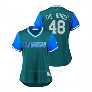 Camiseta Beisbol Mujer Seattle Mariners Alex Colome 2018 Llws Players Weekend The Horse Aqua
