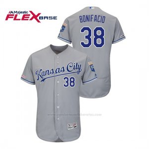 Camiseta Beisbol Hombre Kansas City Royals Jorge Bonifacio 150th Aniversario Patch Flex Base Gris