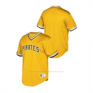 Camiseta Beisbol Hombre Pittsburgh Pirates Cooperstown Collection Mesh Wordmark V-Neck Oro