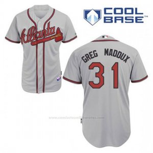 Camiseta Beisbol Hombre Atlanta Braves 31 Greg Maddux Gris Cool Base