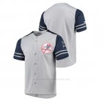 Camiseta Beisbol Hombre New York Yankees Button-Down Stitches Autentico Gris