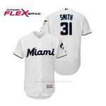 Camiseta Beisbol Hombre Miami Marlins Caleb Smith Flex Base Autentico Collection 1ª 2019 Blanco