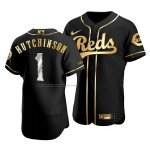 Camiseta Beisbol Hombre Cincinnati Reds Fred Hutchinson Golden Edition Autentico Negro