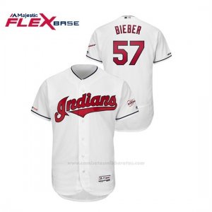 Camiseta Beisbol Hombre Cleveland Indians Shane Bieber Flex Base Autentico Collezione Blanco