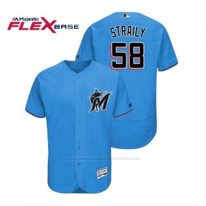 Camiseta Beisbol Hombre Miami Marlins Dan Straily Flex Base Autentico Collection Alternato 2019 Azul