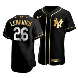Camiseta Beisbol Hombre New York Yankees Dj Lemahieu Golden Edition Autentico Negro