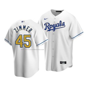 Camiseta Beisbol Hombre Kansas City Royals Kyle Zimmer Replica Cool Base Primera Blanco