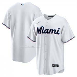 Camiseta Beisbol Hombre Miami Marlins Primera Replica Blanco