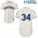 Camiseta Beisbol Hombre Seattle Mariners Felix Hernandez 34 Crema Alterno Cool Base