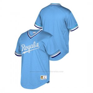 Camiseta Beisbol Hombre Kansas City Royals Cooperstown Collection Mesh Wordmark V-Neck Azul Luminoso