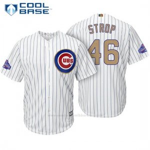Camiseta Beisbol Hombre Chicago Cubs 46 Pedro Strop Blanco Oro Program Cool Base