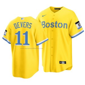 Camiseta Beisbol Hombre Boston Red Sox Rafael Devers 2021 City Connect Replica Oro