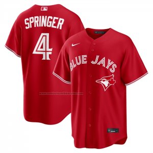Camiseta Beisbol Hombre Toronto Blue Jays George Springer Dia de Canada Replica Rojo Camiseta Beisbol Hombre Toronto Blue Jays George Springer Dia de Canada Replica Rojo