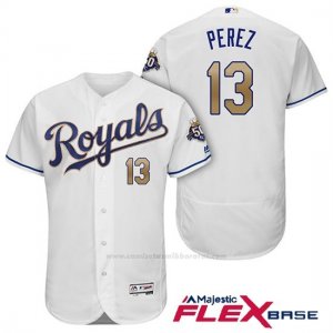 Camiseta Beisbol Hombre Kansas City Royals Salvador Perez Blanco 50th Season Alterno Flex Base