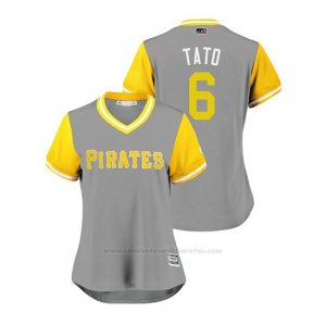 Camiseta Beisbol Mujer Pittsburgh Pirates Starling Marte 2018 Llws Players Weekend Tato Gris