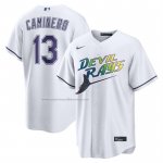 Camiseta Beisbol Hombre Tampa Bay Rays Junior Caminero Alterno 2 Replica Blanco Camiseta Beisbol Hombre Tampa Bay Rays Junior Caminero Alterno 2 Replica Blanco