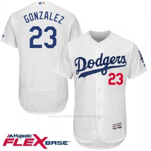 Camiseta Beisbol Hombre Los Angeles Dodgers Adrian Gonzalez 23 Blanco Flex Base Autentico Coleccion Jugador