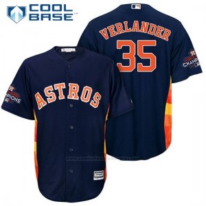 Camiseta Beisbol Hombre Houston Astros 2017 World Series Campeones Justin Verlander Azul Cool Base