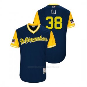 Camiseta Beisbol Hombre Milwaukee Brewers Dan Jennings 2018 Llws Players Weekend Dj Azul