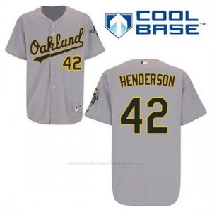 Camiseta Beisbol Hombre Oakland Athletics Dave Henderson 42 Gris Cool Base