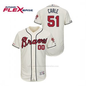 Camiseta Beisbol Hombre Atlanta Braves Shane Carle 150th Aniversario Patch Autentico Flex Base Crema