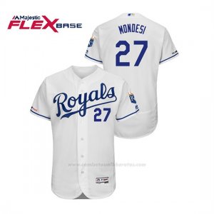 Camiseta Beisbol Hombre Kansas City Royals Adalberto Mondesi 150th Aniversario Patch Flex Base Blanco