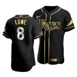 Camiseta Beisbol Hombre Tampa Bay Rays Brandon Lowe Golden Edition Autentico Negro Oro