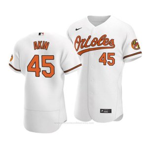 Camiseta Beisbol Hombre Baltimore Orioles Keegan Akin Autentico Primera 2020 Blanco