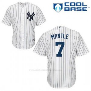Camiseta Beisbol Hombre New York Yankees Mickey Mantle 7 Blanco 1ª Cool Base