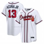 Camiseta Beisbol Hombre Atlanta Braves Ronald Acuna Jr Primera Replica Blanco Camiseta Beisbol Hombre Atlanta Braves Ronald Acuna Jr Primera Replica Blanco