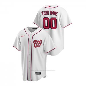 Camiseta Beisbol Hombre Washington Nationals Personalizada Replica Primera Blanco