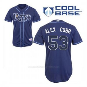 Camiseta Beisbol Hombre Tampa Bay Rays Alex Cobb 53 Azul Azul Alterno Cool Base